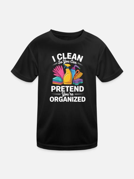 Cleaning Lady Haushalt Profi Humor - Kinder Funktions-T-Shirt - Schwarz - Vorne
