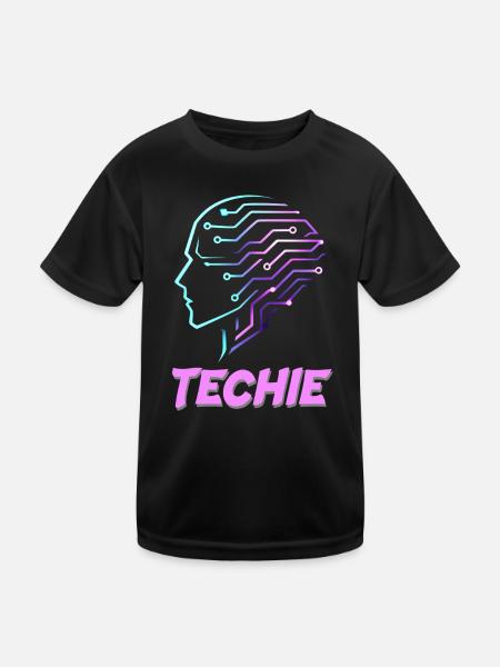 Neon Head Circuit Techie - Kids Functional T-Shirt - black - Front