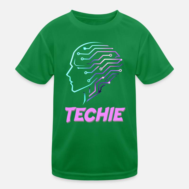 Neon Head Circuit Techie Kids Functional T-Shirt