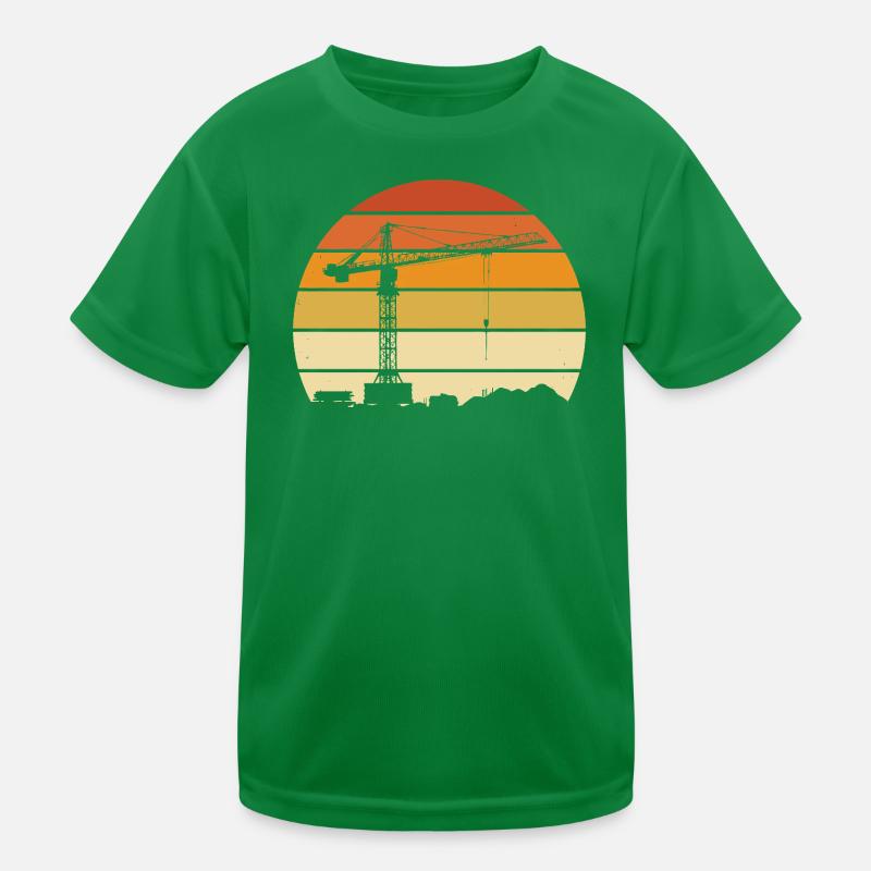 Crane Operator Retro Design – Construction Site & Construction Crane Kids Functional T-Shirt