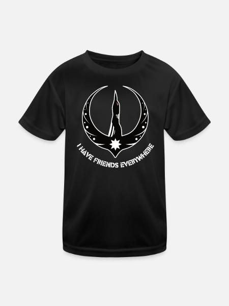 Rebellion Loon with Friends everywhere - Kinder Funktions-T-Shirt - Schwarz - Vorne