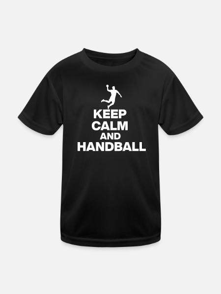 KEEP CALM AND HANDBALL! DEUTSCHLAND EUROPAMEISTER - Kinder Funktions-T-Shirt - Schwarz - Vorne