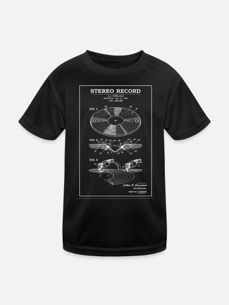 Vintage-Vinyl-Stereo-Diagramm - Kinder Funktions-T-Shirt - Schwarz - Vorne