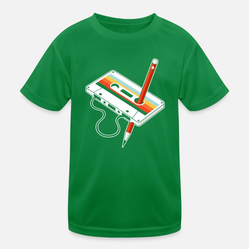 Retro Kassette Kunst mit Bleistift-Akzent Kinder Funktions-T-Shirt