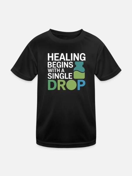 La guérison de l’homéopathie débute Single Drop Professional - T-shirt sport Enfant - noir - Devant
