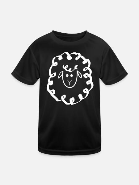 Schaf weiß - Kinder Funktions-T-Shirt - Schwarz - Vorne