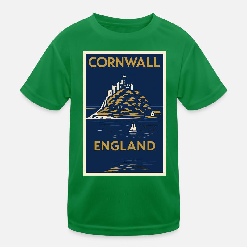 Cornwall England – Art-Déco Reiseposter Kinder Funktions-T-Shirt
