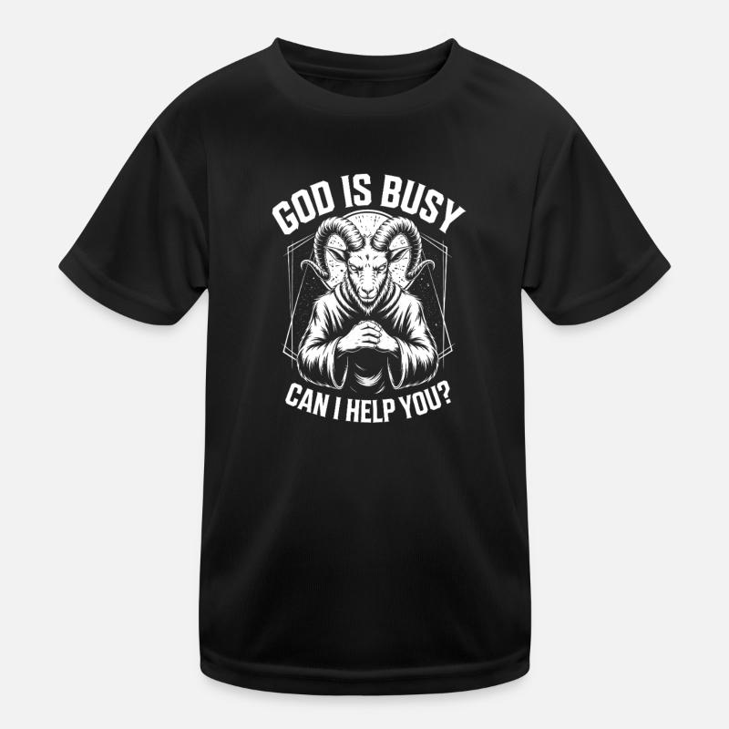 Goat Deity Prayer: God Is Busy Kids Functional T-Shirt