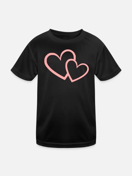Valentinstag Pink Heart, Valentinstag - Kinder Funktions-T-Shirt - Schwarz
