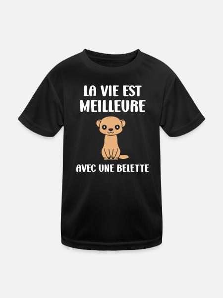Vie meilleure avec une belette - T-shirt sport Enfant - noir - Devant