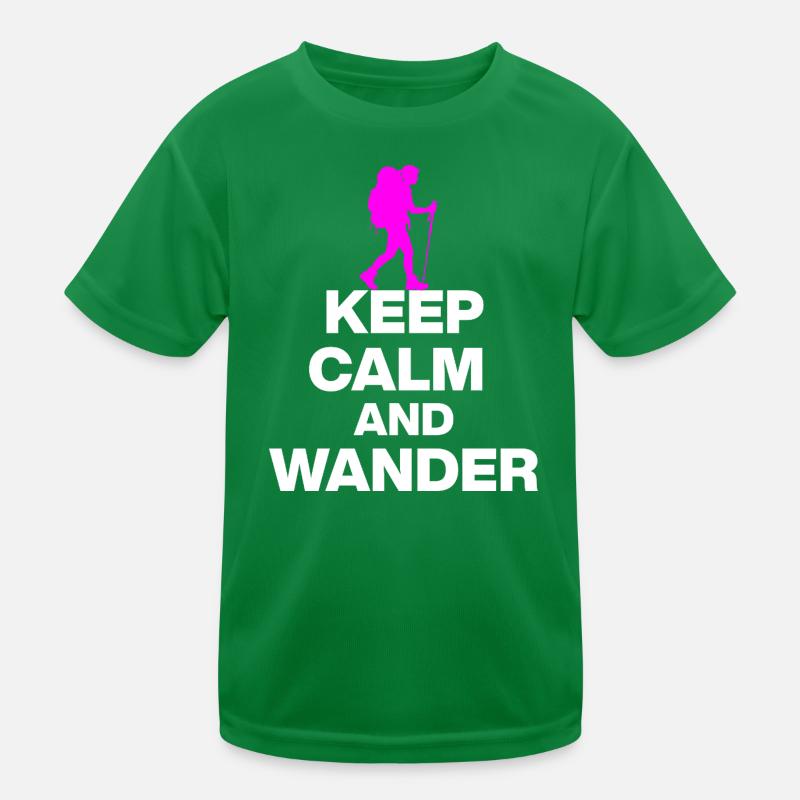 KEEP CALM AND WANDER!, HIKEING LAUFEN TRAIL PINK w Kinder Funktions-T-Shirt