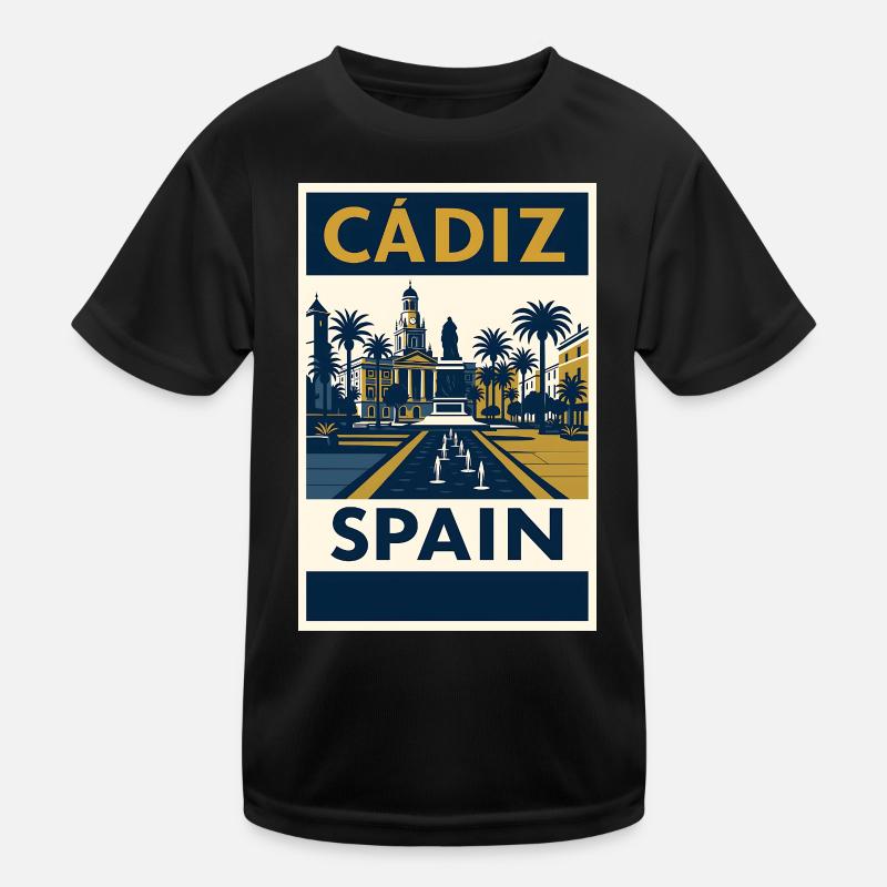 Cádiz Spanien – Retro Reiseposter Navy/Gold Kinder Funktions-T-Shirt