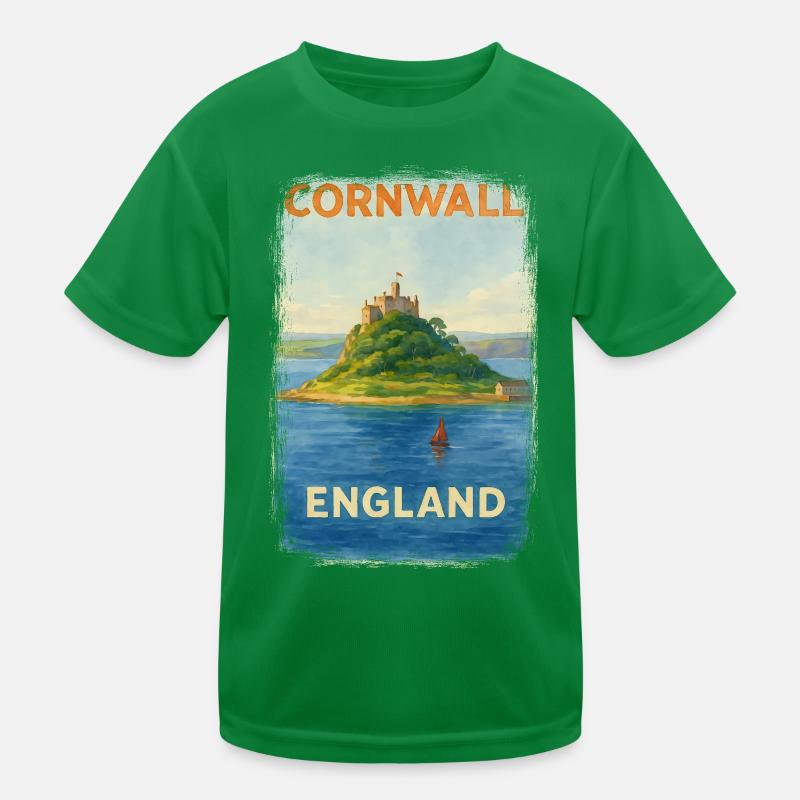 Cornwall England – Aquarell Reiseposter Kinder Funktions-T-Shirt