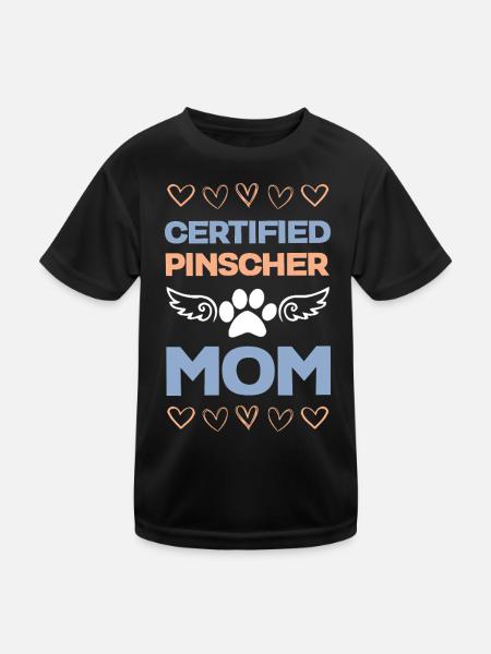Pinscher Mom Certified - Kinder Funktions-T-Shirt - Schwarz - Vorne