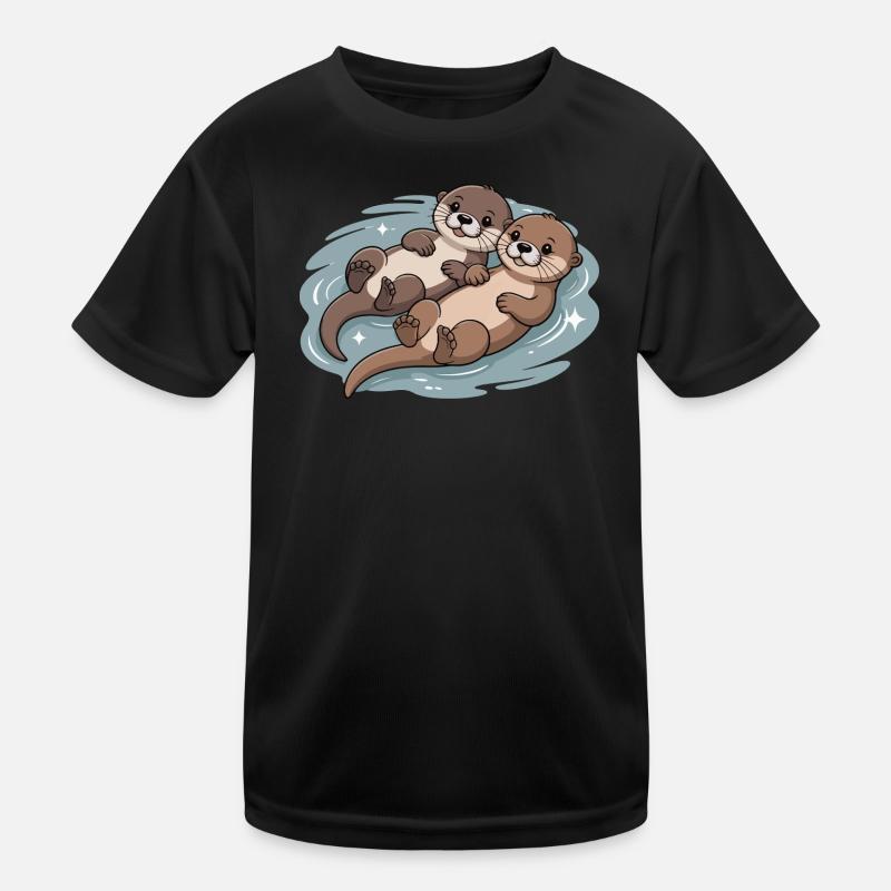 Couple de loutres mignons T-shirt sport Enfant