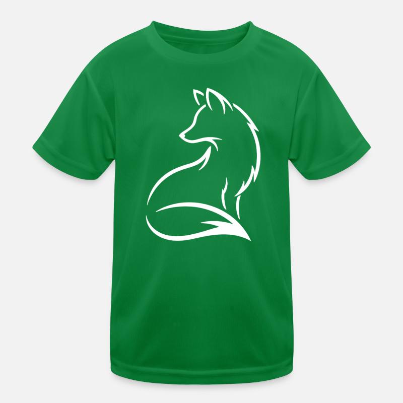 Fox Silhouette - Wildlife Line Art Nature Design Kids Functional T-Shirt