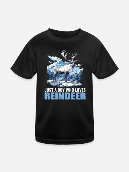 Rentiere Rentier - Kinder Funktions-T-Shirt - Schwarz - Vorne