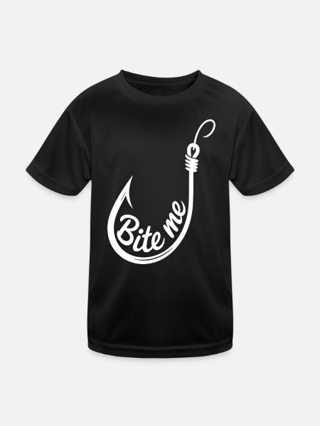 Bite Me Hook Illustration - Kinder Funktions-T-Shirt - Schwarz - Vorne