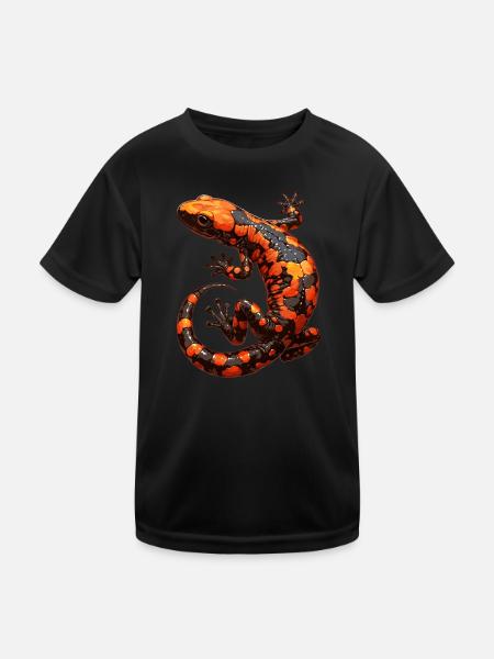 Feuersalamander Salamander - Kinder Funktions-T-Shirt - Schwarz - Vorne