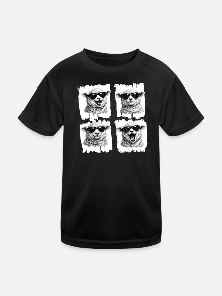 Schaf Sonnenbrillen Quartet - Kinder Funktions-T-Shirt - Schwarz