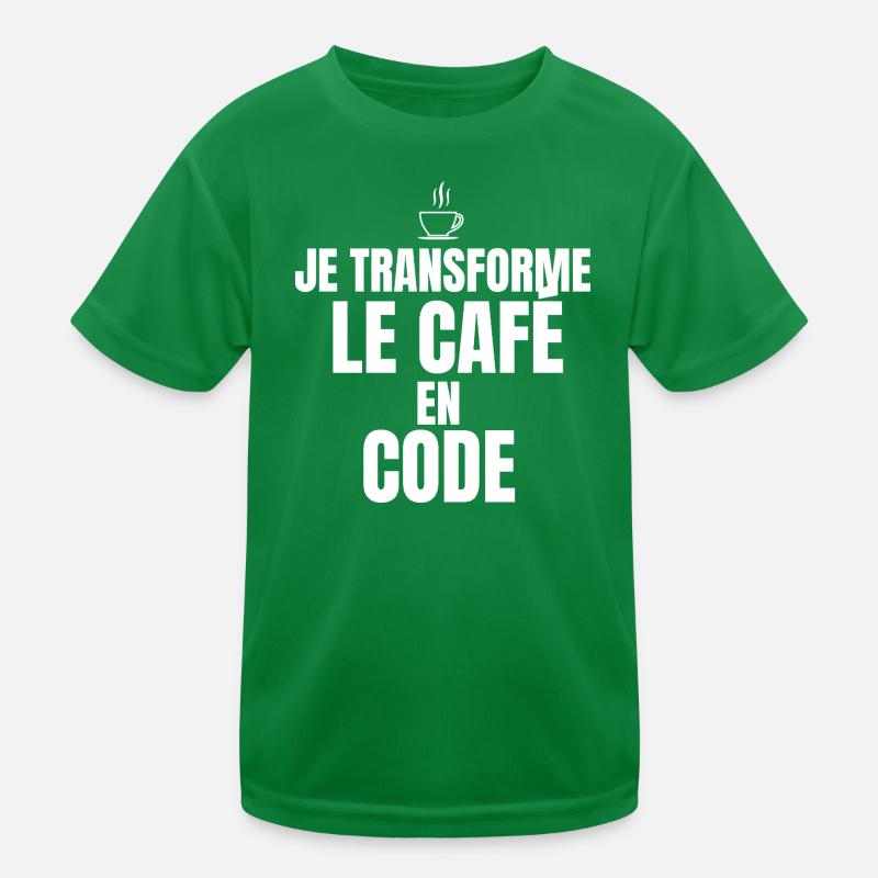 Ich verwandle Kaffee in Code Kinder Funktions-T-Shirt