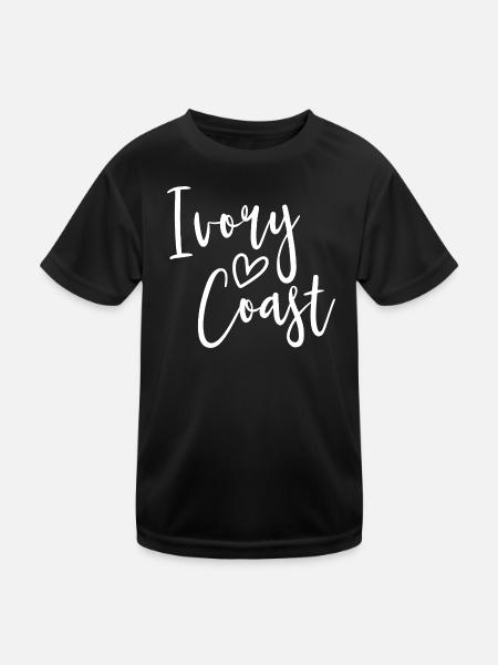 Ivory Coast Heart Women's Love Ivory Coast - Kids Functional T-Shirt - black - Front