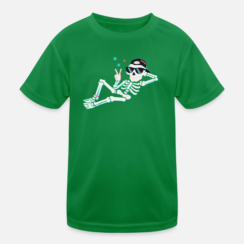 Skelett-Neonfrieden – Retro-Energie Kinder Funktions-T-Shirt