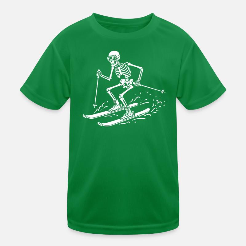 Skelettskifahrer auf Schneewellen Kinder Funktions-T-Shirt