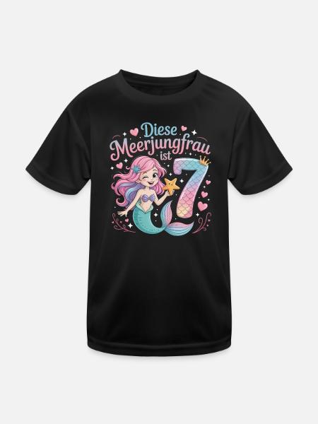 Cette sirène a 7 ans de filles - T-shirt sport Enfant - noir - Devant
