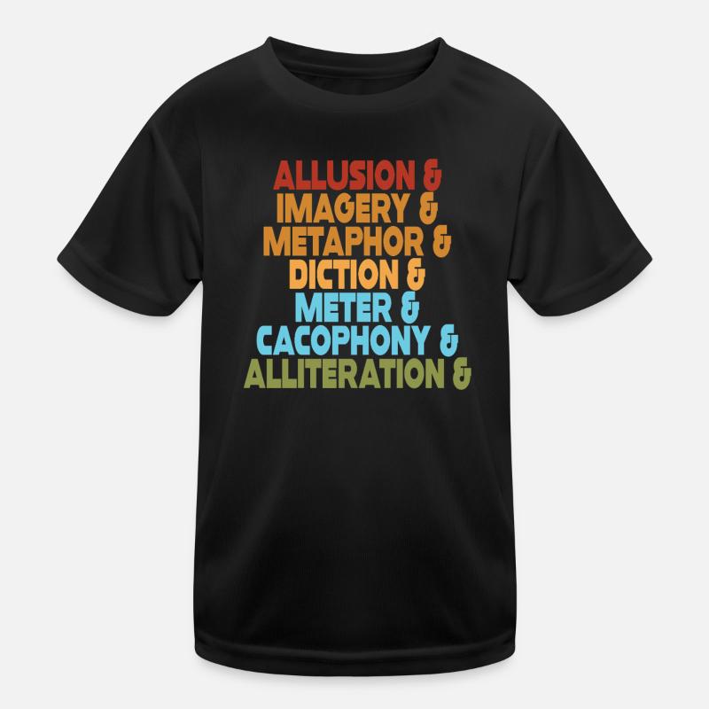 Literary Devices Typography Stack Kids Functional T-Shirt