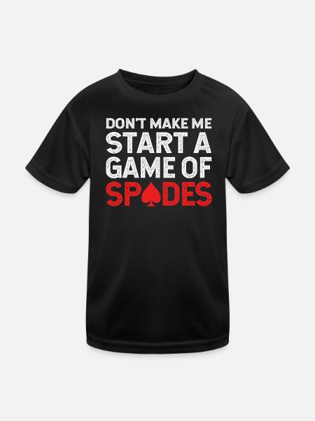 Card Game Spades of Spades Playing Card - Kids Functional T-Shirt - black - Front