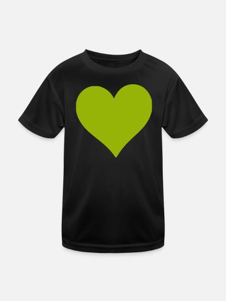 Cœur vert vert - T-shirt sport Enfant - noir - Devant