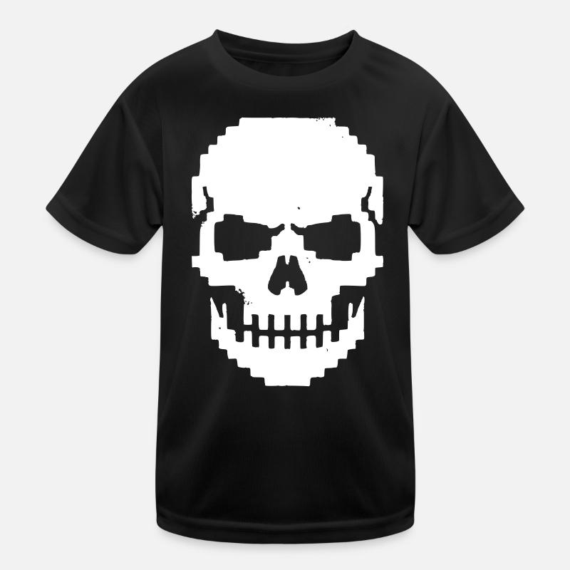 Pixel Skull Jaw 8-Bit Kids Functional T-Shirt