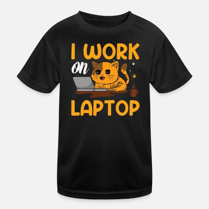 Travail sur le chat sur ordinateur portable T-shirt sport Enfant