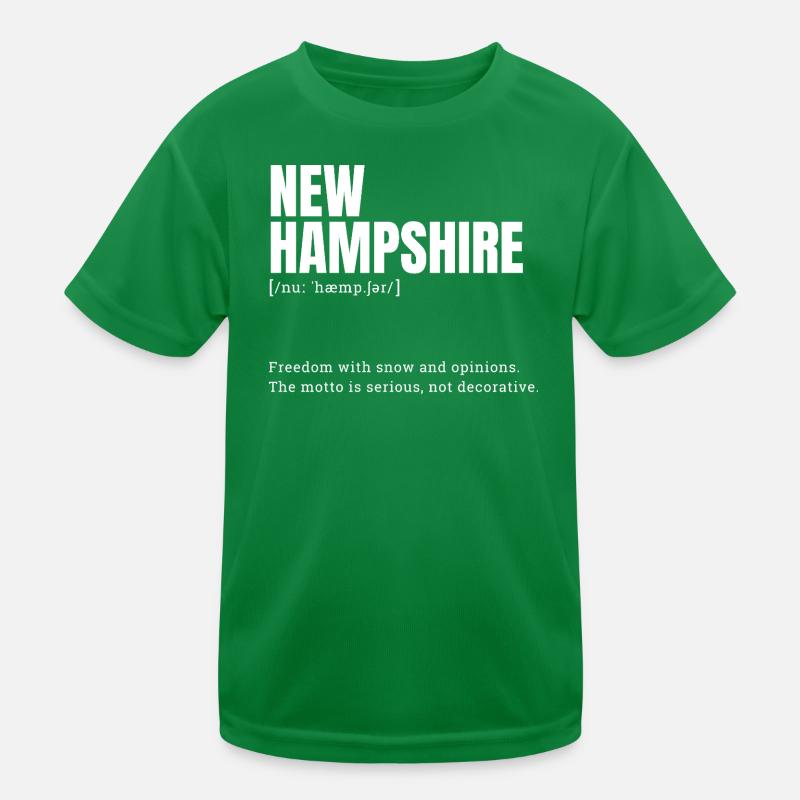 New Hampshire Snow Text Kids Functional T-Shirt