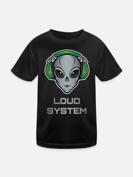 DJ Alien – Lautes System - Kinder Funktions-T-Shirt - Schwarz