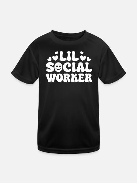 Social Worker Quote Lil Social Worker Social Work - Kinder Funktions-T-Shirt - Schwarz - Vorne