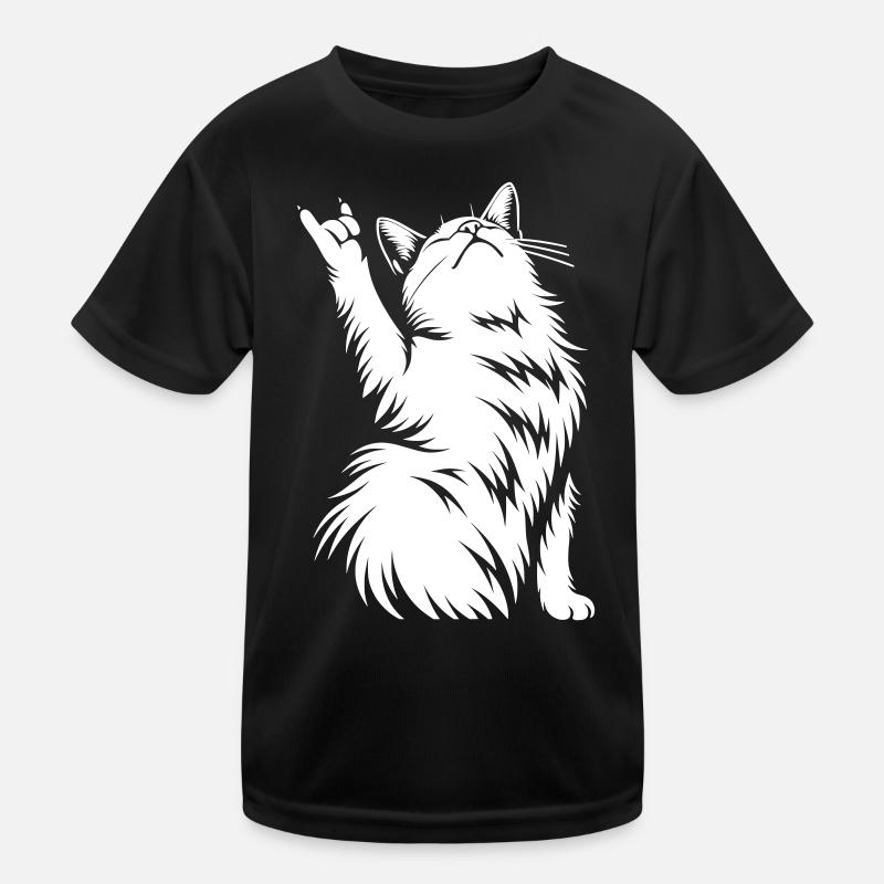 Rock Katze – Devil Horns Silhouette Kinder Funktions-T-Shirt