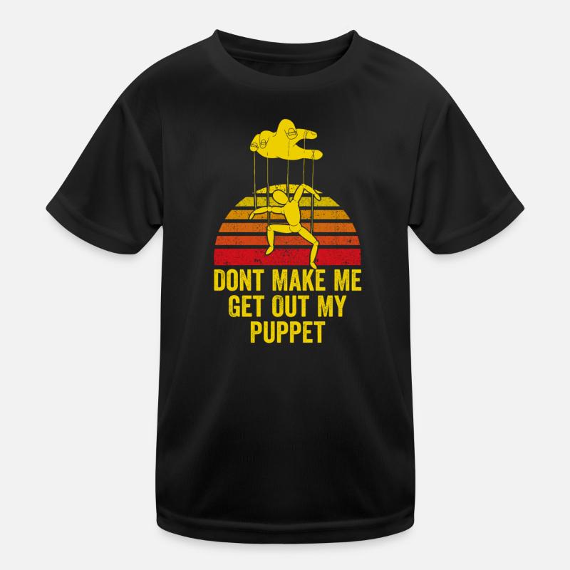 Puppet On Strings Retro-Grafik Kinder Funktions-T-Shirt