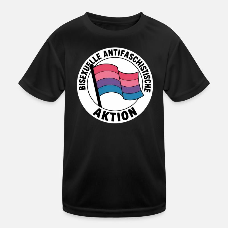 Bisexual Action - Antifa Pride Badge Kids Functional T-Shirt