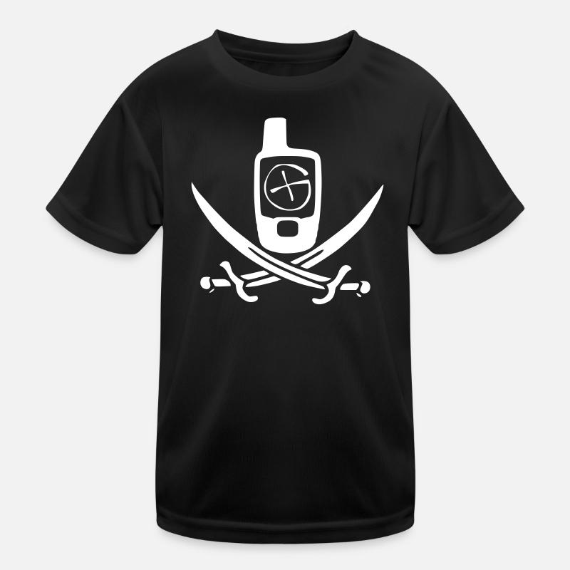 Geocaching Pirate Flag White Kids Functional T-Shirt