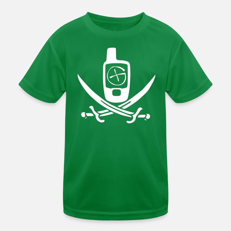 Geocaching Pirate Flag White Kids Functional T-Shirt