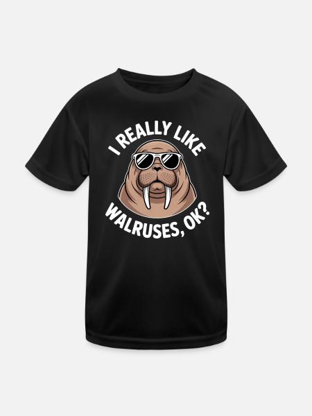 Walross Spruch Walrosse Lustiges Walross Geschenk  - Kinder Funktions-T-Shirt - Schwarz - Vorne