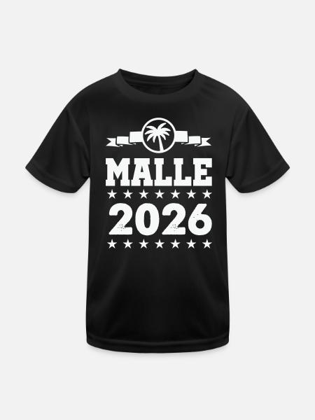 Mallorca 2026 Palmen  - Kinder Funktions-T-Shirt - Schwarz - Vorne