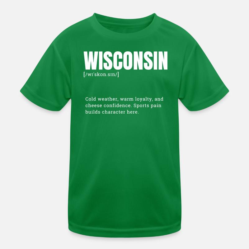 Wisconsin Blockschrift Stil Kinder Funktions-T-Shirt