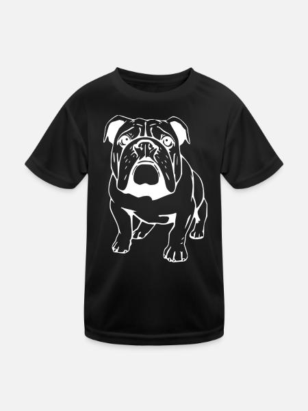 Bulldogge - Kinder Funktions-T-Shirt - Schwarz - Vorne