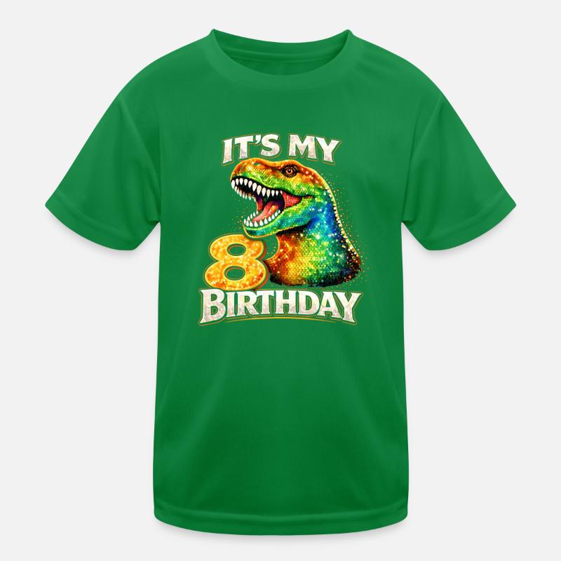 Its My 8 Geburtstag Bunter Dino Kinder Funktions-T-Shirt