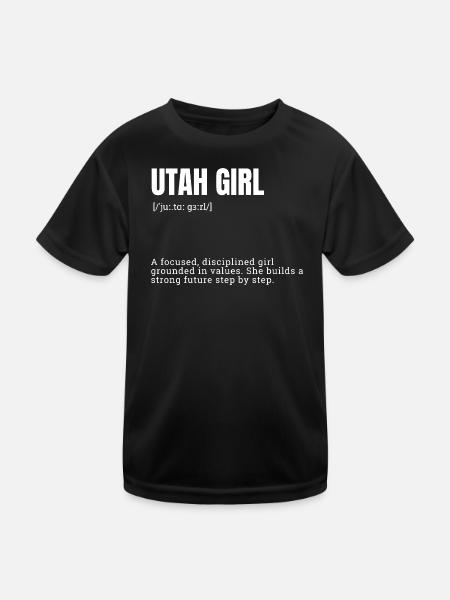 Utah Girl: Values and Focus - Kids Functional T-Shirt - black - Front