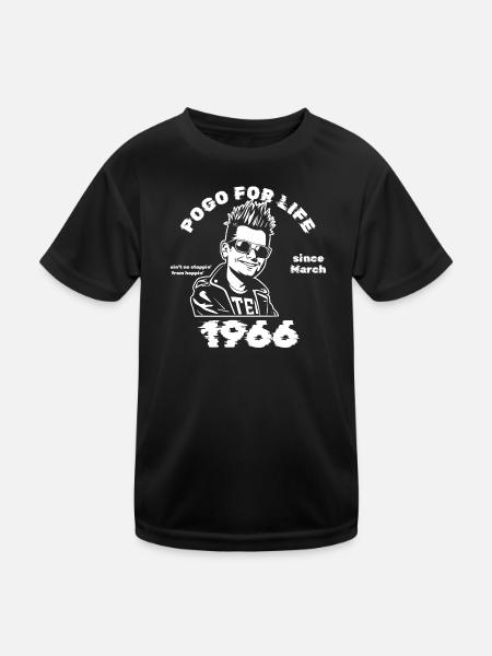 60. Geburtstag Pogo for life since 03/1966 - Kinder Funktions-T-Shirt - Schwarz - Vorne