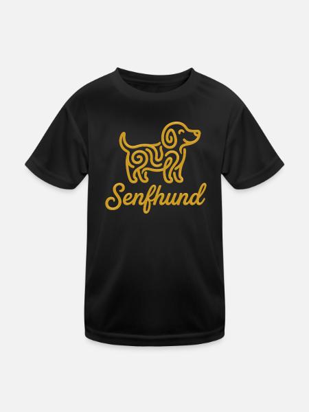 Senfhund - Lustiges Mischling Hundedesign - Kinder Funktions-T-Shirt - Schwarz - Vorne
